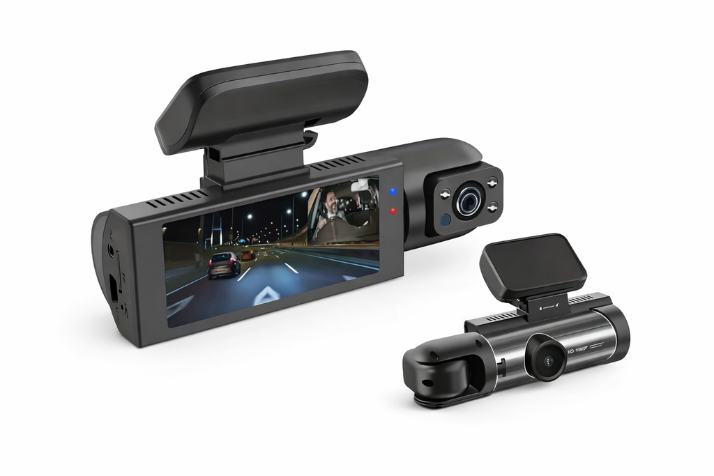TechSight.vision - Dashcam WiFi Double Caméra 1080P Avant et Intérieur avec Vision Nocturne IR