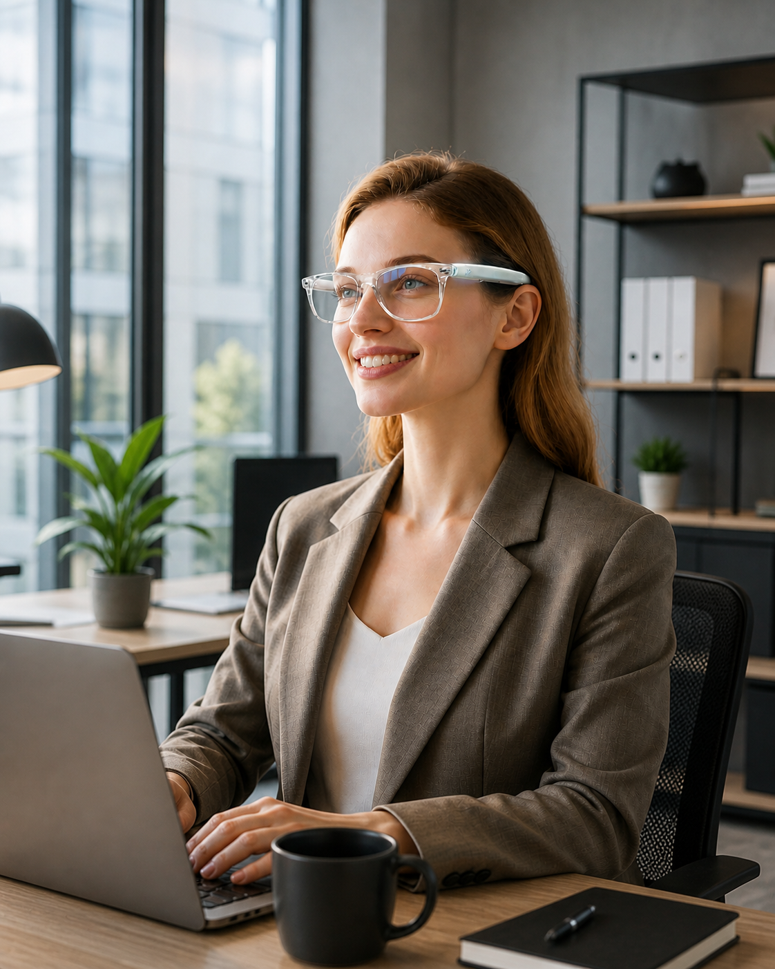 TechSight.vision Chic | Lunettes Connectées Femme – Verres Correcteurs Compatibles, Traduction IA 100+ Langues & Appels HD