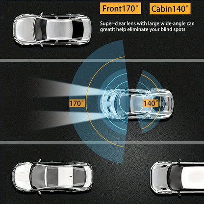 TechSight.vision - Dashcam WiFi Double Caméra 1080P Avant et Intérieur avec Vision Nocturne IR