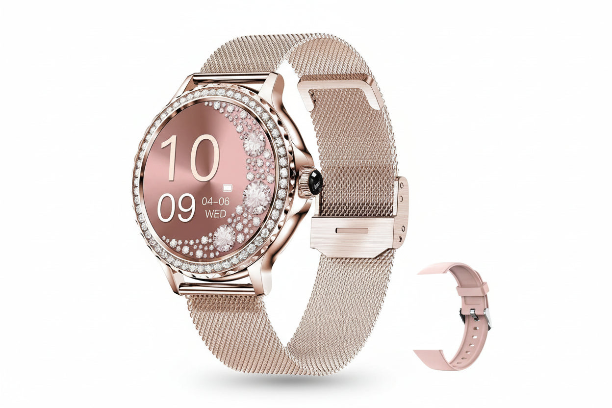 Montre Connectée pour femme TechSight NX19 - Appels Bluetooth, 100+ Modes Sport, Moniteur Santé