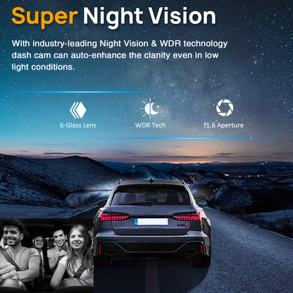 TechSight.vision - Dashcam WiFi Double Caméra 1080P Avant et Intérieur avec Vision Nocturne IR