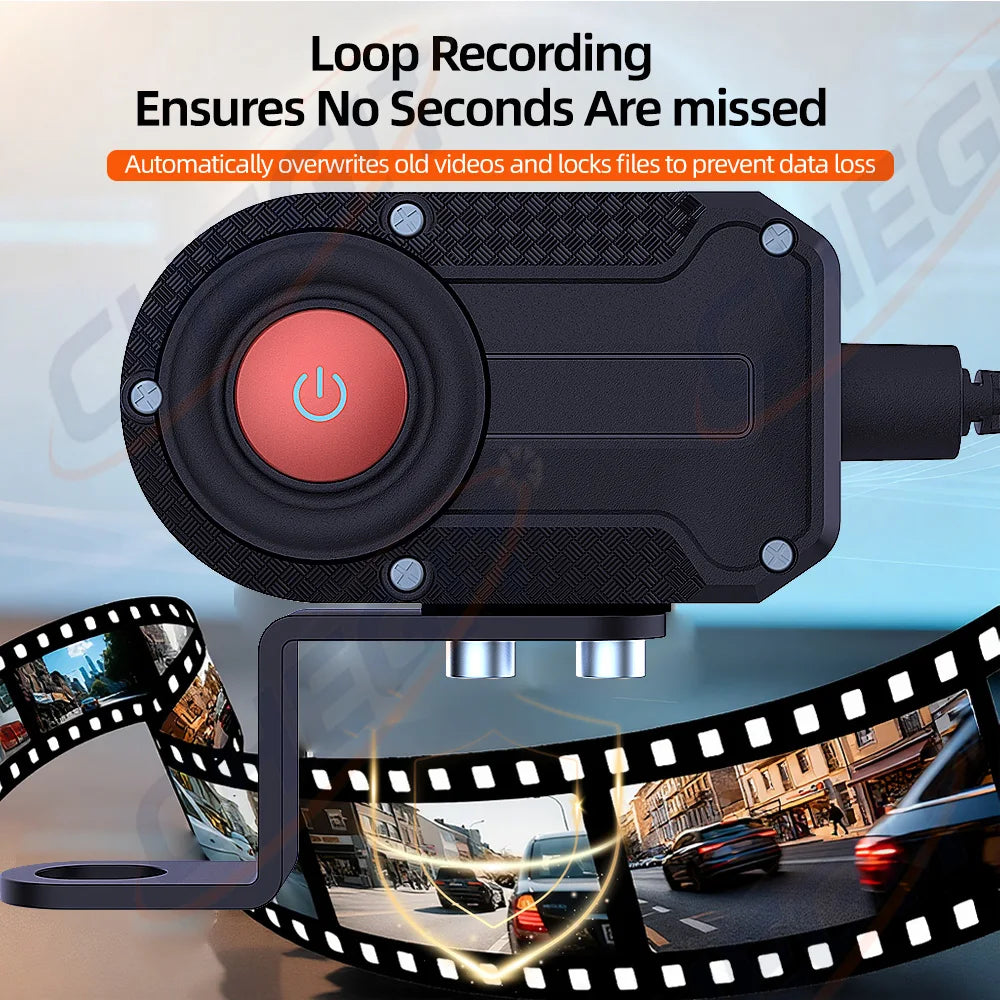TechSight Dash Cam Moto 2K HD | WiFi, Étanche IP66 & Vision Nocturne 170°