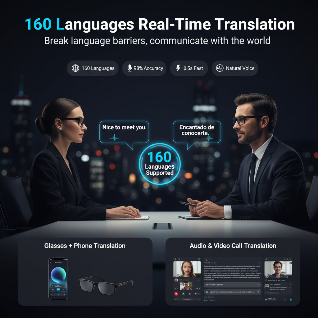 Lunettes Intelligentes AI | Traduction Vocale, Bluetooth 5.3 & IP65 – TechSight.vision
