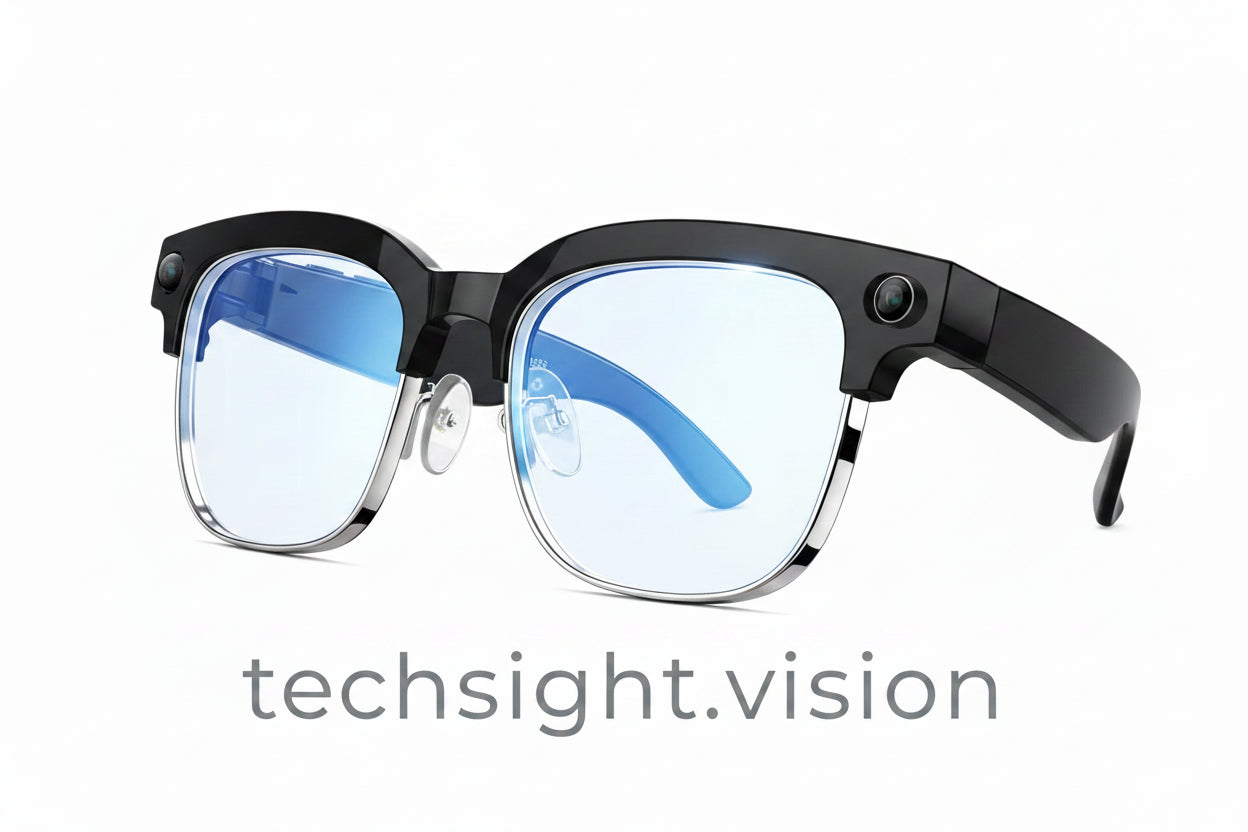 TechSight AI Glass 4K – Lunettes Intelligentes | Caméra 4K 8MP, Traduction IA, Réveil Vocal & Anti-Lumière Bleue