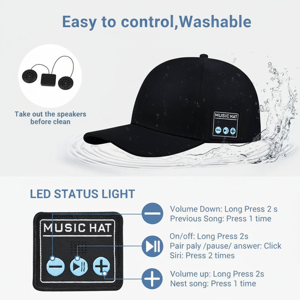 TechSight.vision - Casquette Bluetooth avec Haut-Parleurs Intégrés