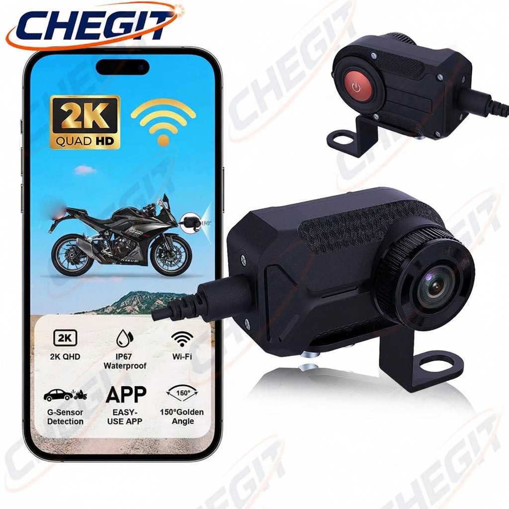 TechSight Dash Cam Moto 2K HD | WiFi, Étanche IP66 & Vision Nocturne 170°