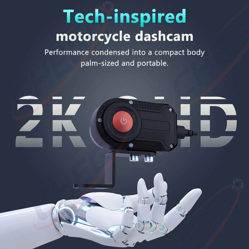 TechSight Dash Cam Moto 2K HD | WiFi, Étanche IP66 & Vision Nocturne 170°