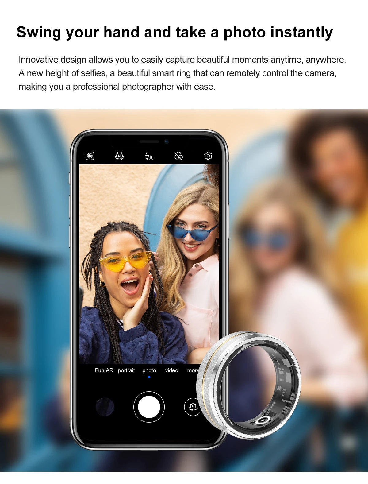 Bague Connectée Intelligente - Suivi Santé & Sport IP68 | TechSight.vision