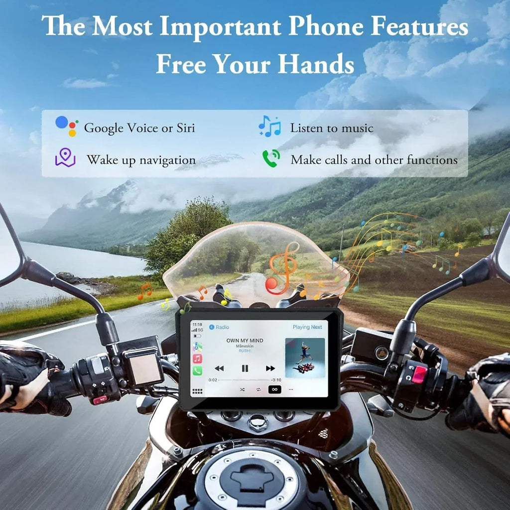 TechSight | Écran Moto 7" Tactile | CarPlay & Android Auto Sans Fil | DVR Double Caméra | GPS | TPMS | IPX7