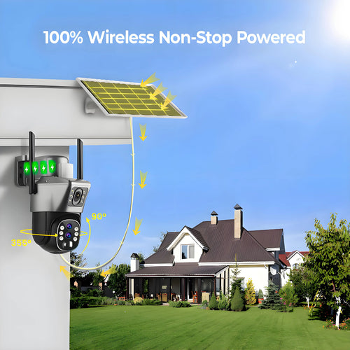 Caméra Solaire WiFi TechSight.vision - Zoom 10X 4K 12MP Double Écran Vision Nocturne Couleur