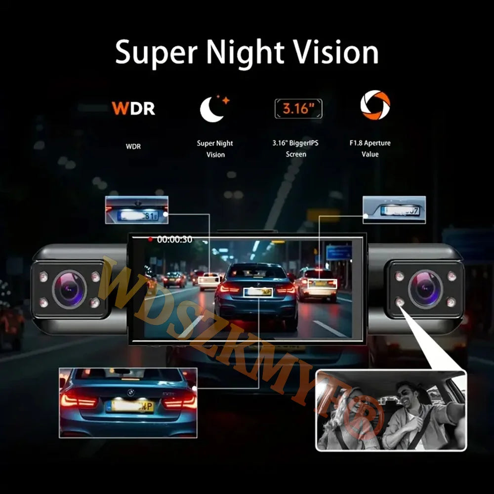 TechSight 4-Channel Dash Cam 1080P | Vision 360° Jour & Nuit – 3/4 Caméras