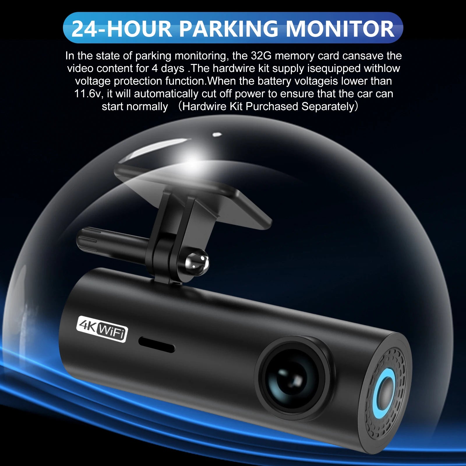 TechSight Dash Cam 4K Ultra HD | WiFi, Vision Nocturne & Parking 24h