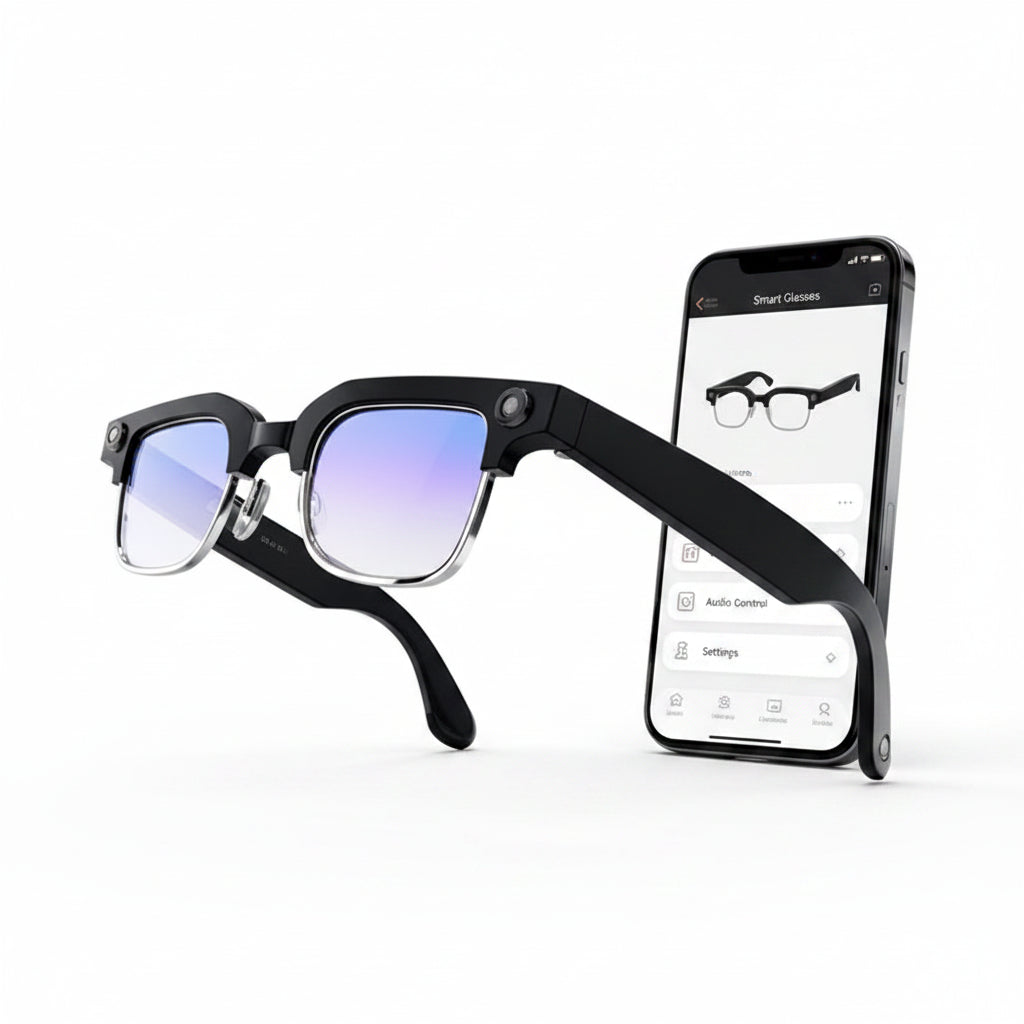 Lunettes Connectées IA W630 | Caméra HD 8MP, Wi-Fi, Bluetooth – TechSight.vision