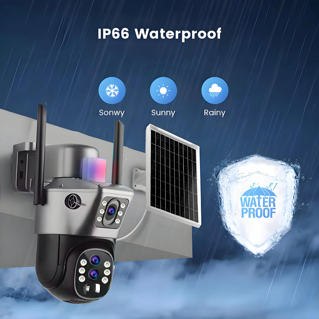 Caméra Solaire WiFi TechSight.vision - Zoom 10X 4K 12MP Double Écran Vision Nocturne Couleur