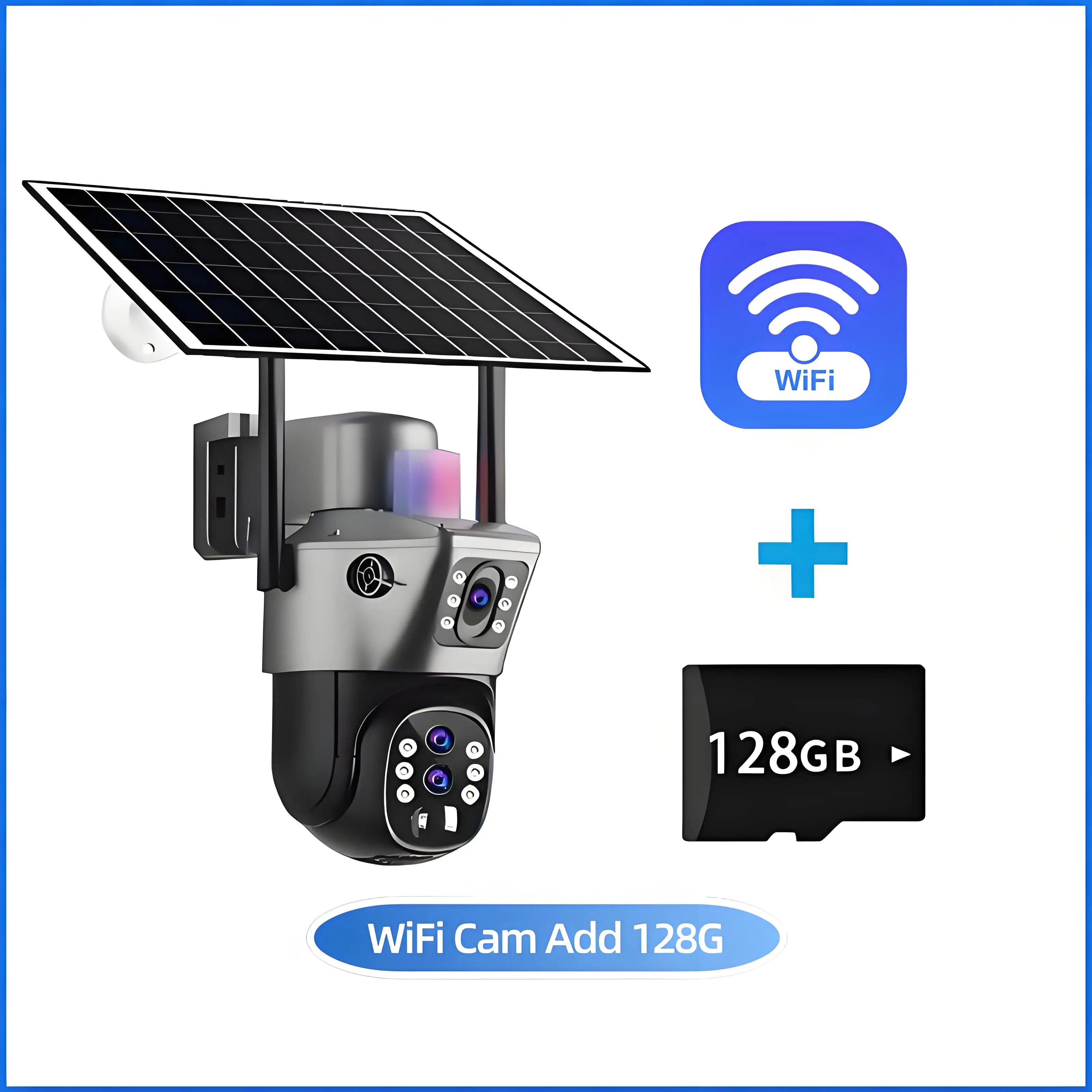 Caméra Solaire WiFi TechSight.vision - Zoom 10X 4K 12MP Double Écran Vision Nocturne Couleur