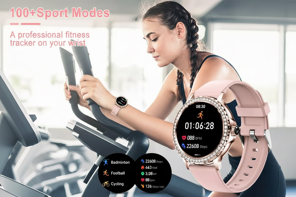 Montre Connectée pour femme TechSight NX19 - Appels Bluetooth, 100+ Modes Sport, Moniteur Santé