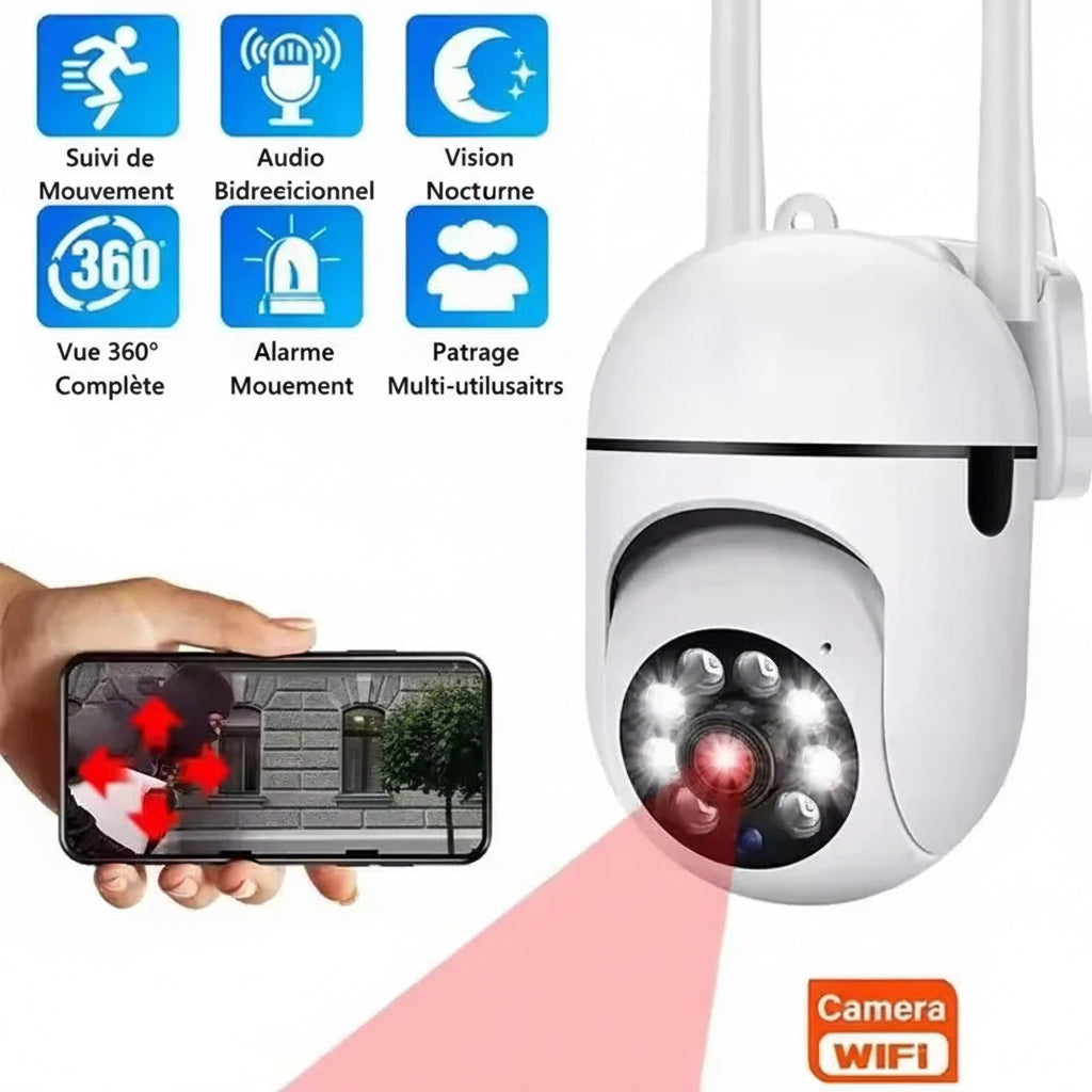 Caméra WiFi PTZ 3MP - Surveillance Intelligente avec Vision Nocturne Couleur