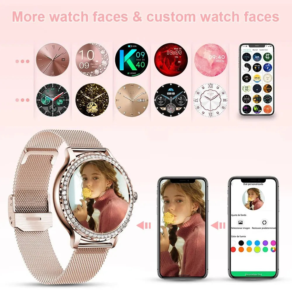 Montre Connectée pour femme TechSight NX19 - Appels Bluetooth, 100+ Modes Sport, Moniteur Santé