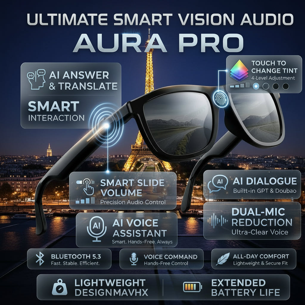 Lunettes Intelligentes AI | Traduction Vocale, Bluetooth 5.3 & IP65 – TechSight.vision