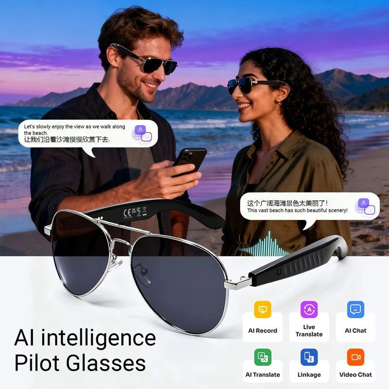 TechSight.vision – Lunettes Solaires IA Lenovo F61 | Traduction 100+ Langues, Audio Bluetooth & Appels Mains Libres — ⚠️ Stock Très Limité
