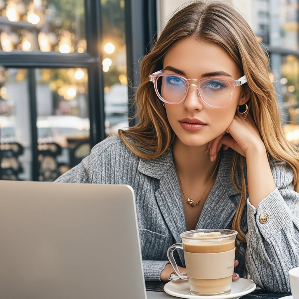 TechSight.vision Élégance | Lunettes Connectées Femme – Bluetooth 5.3, Verres Anti-Lumière Bleue & Audio HI-FI