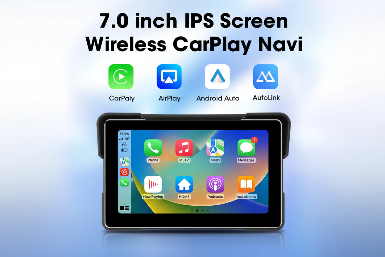 TechSight | Écran Moto 7" Tactile | CarPlay & Android Auto Sans Fil | DVR Double Caméra | GPS | TPMS | IPX7