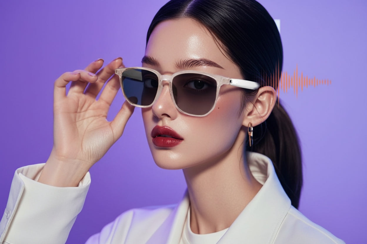 Lunettes Intelligentes pour Femme TechSight GS03 - Bluetooth, Appels, Musique, Assistant Vocal IA